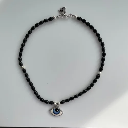  Byebruketenci - Squeezing Stone Beads Porcelain Eye Necklace