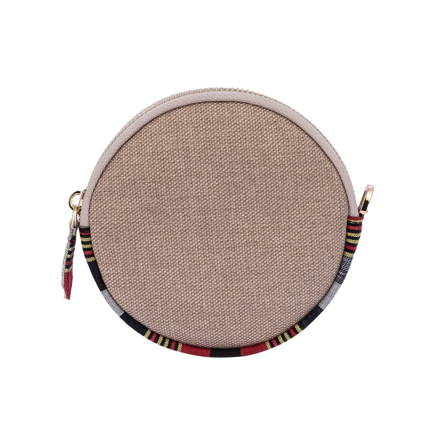 Canvas Round Wallet With Woven Fabric - Il