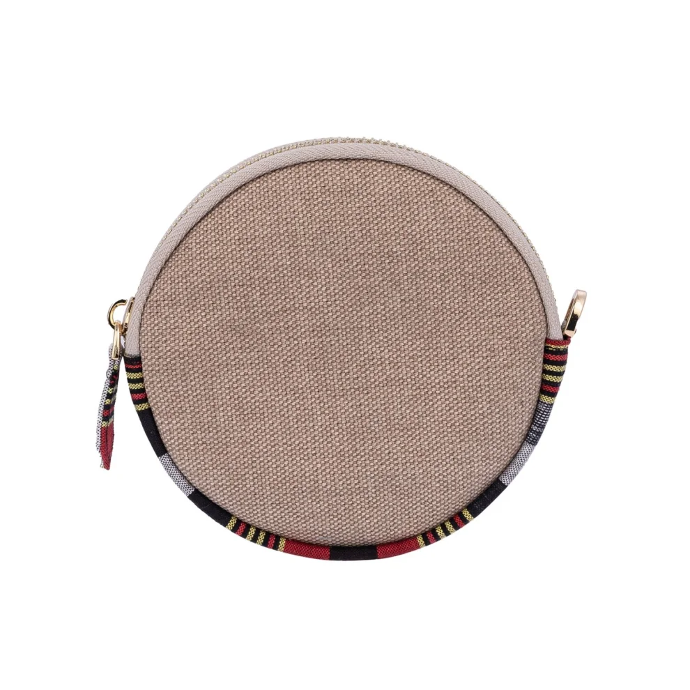 Kai & Vrosi - Canvas Round Wallet With Woven Fabric - Il