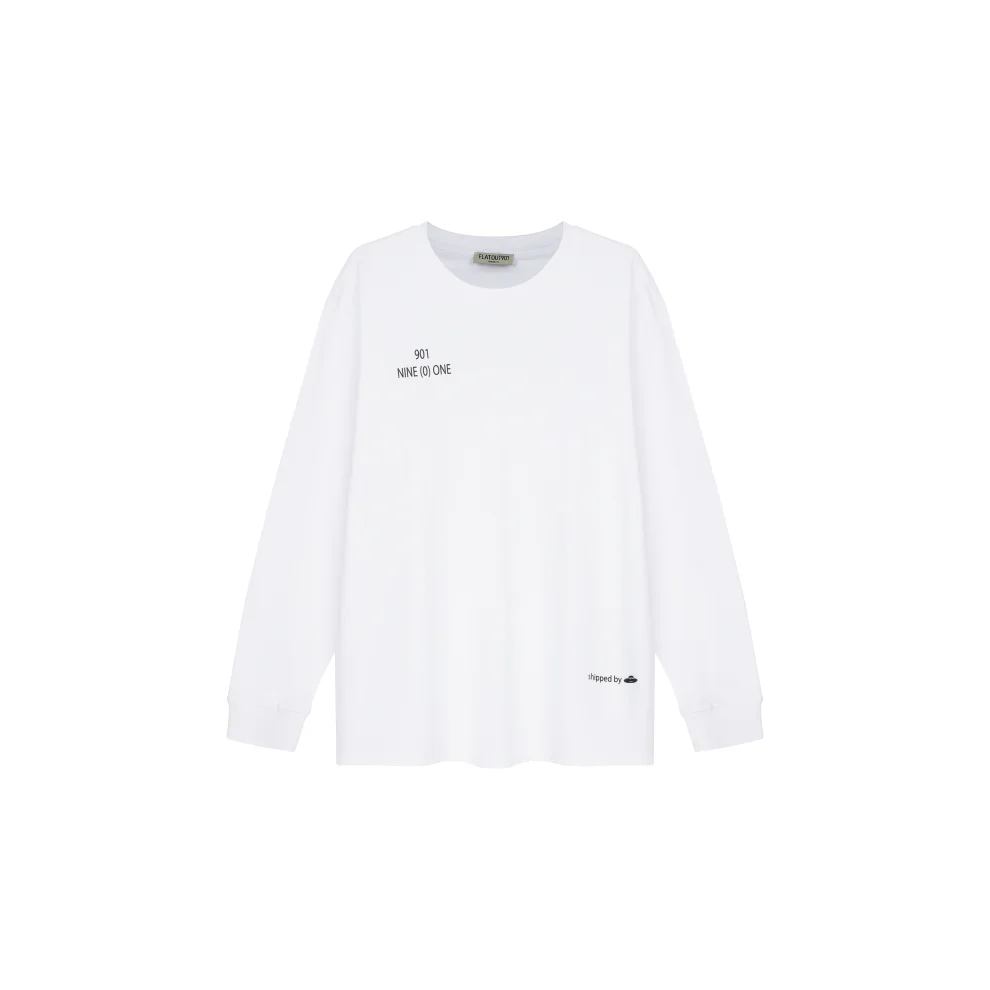 Flatout901 - Long Sleeve White Tişört - Il