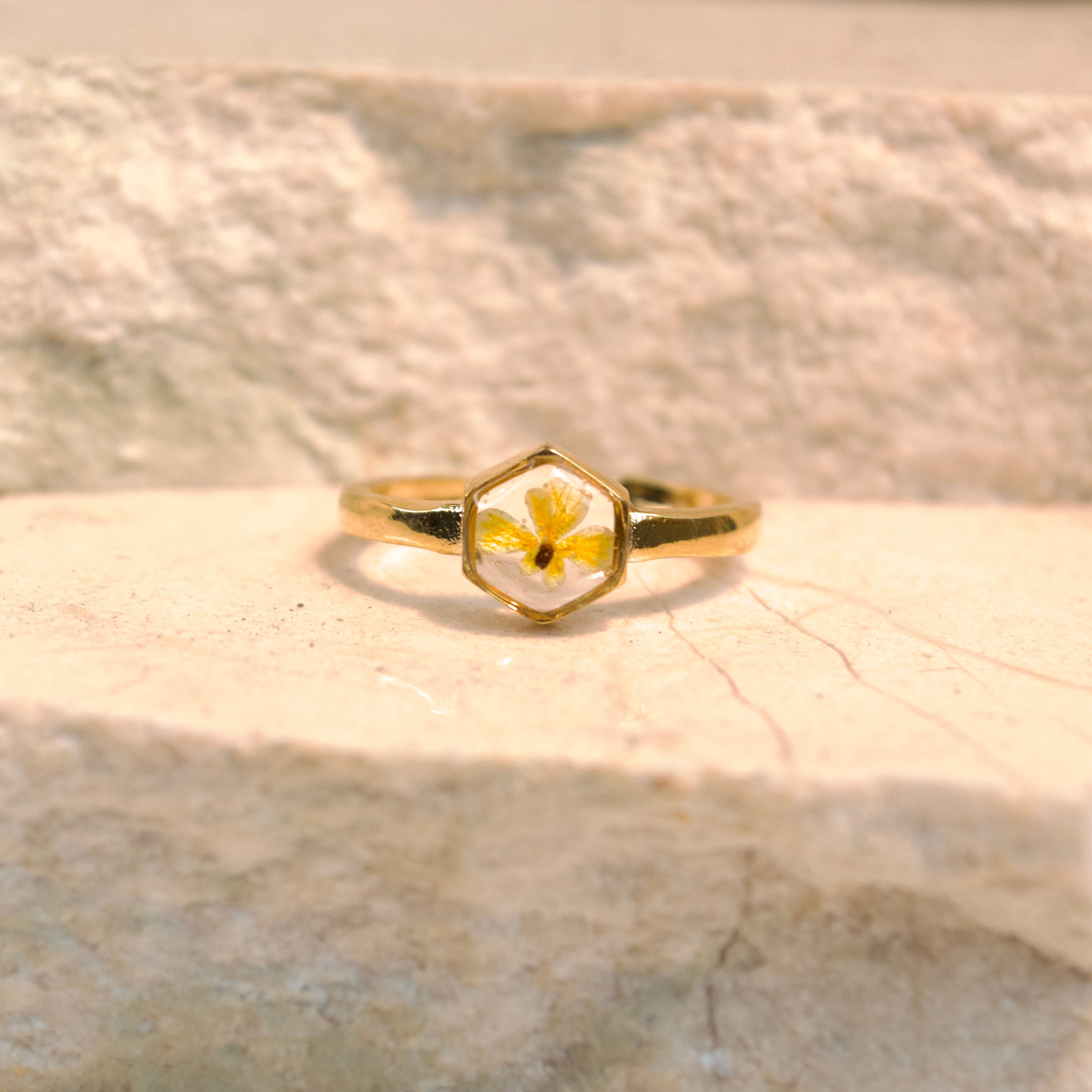 Real Flower Ring- One And Only Yellow