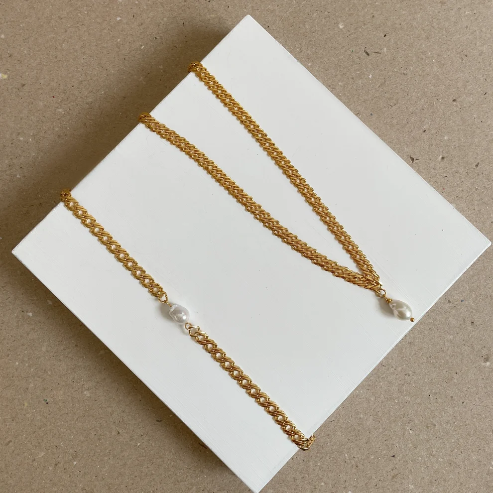 Pierre Violette - Thadea Choker Pearl Necklace & Bracelet Set