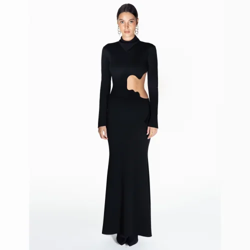 Quatervois - 06 Embroidered Maxi Dress With Cut Out