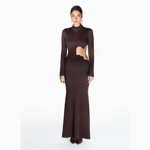 Quatervois - 07 Cut Out Nakışlı Maksi Elbise