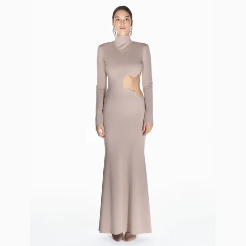 Quatervois - 08 Embroidered Maxi Dress With Cut Out