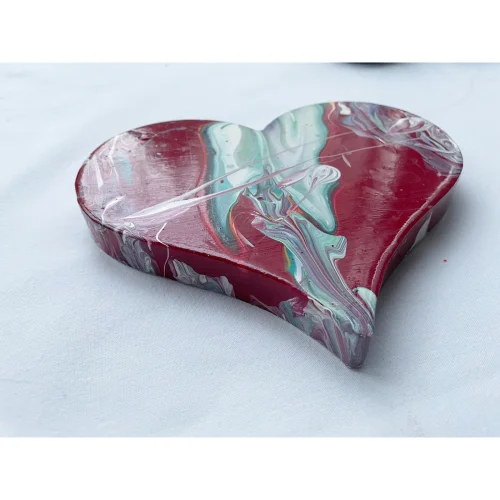 Ebru Sayer Art & Design - Hand Painted Wooden Heart Decorative Object