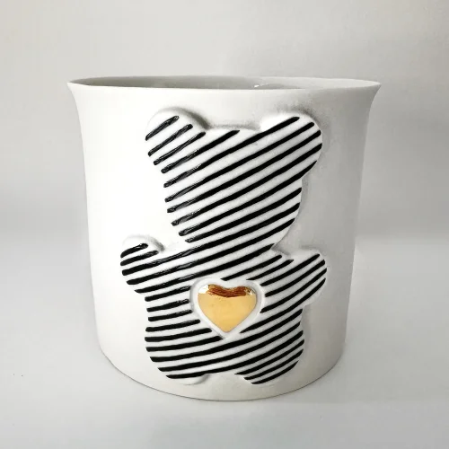 Nil Kayılı Porcelain - Teddy Strips And Gold Mug