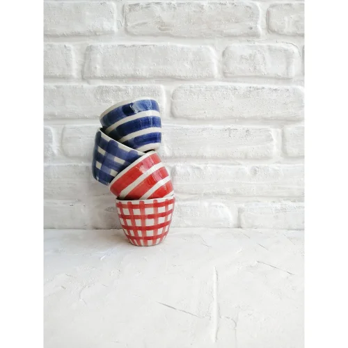 Fusska Handmade Ceramics - Gingham Handleless Cup