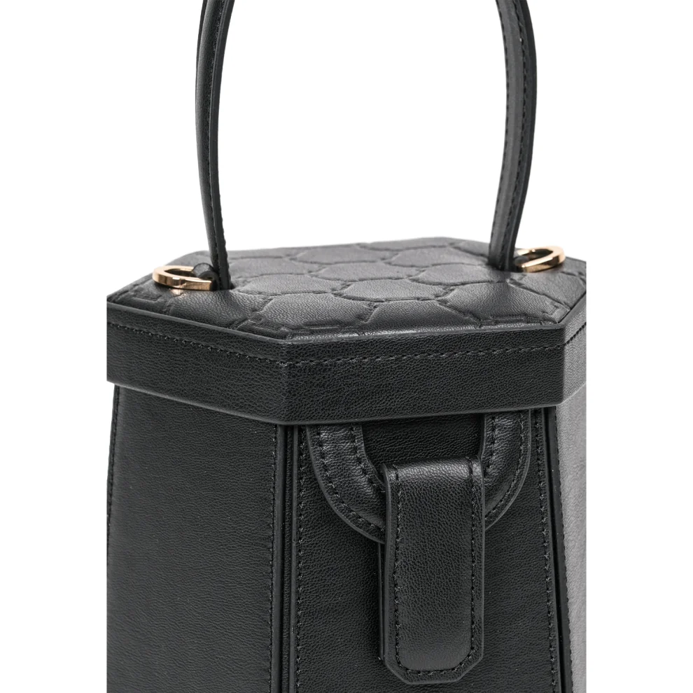 Black Estar Shiny Croc Box Bag, WHISTLES