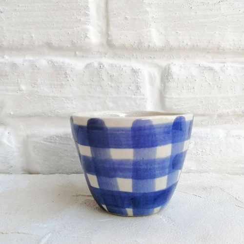 Fusska Handmade Ceramics - Gingham Handleless Cup