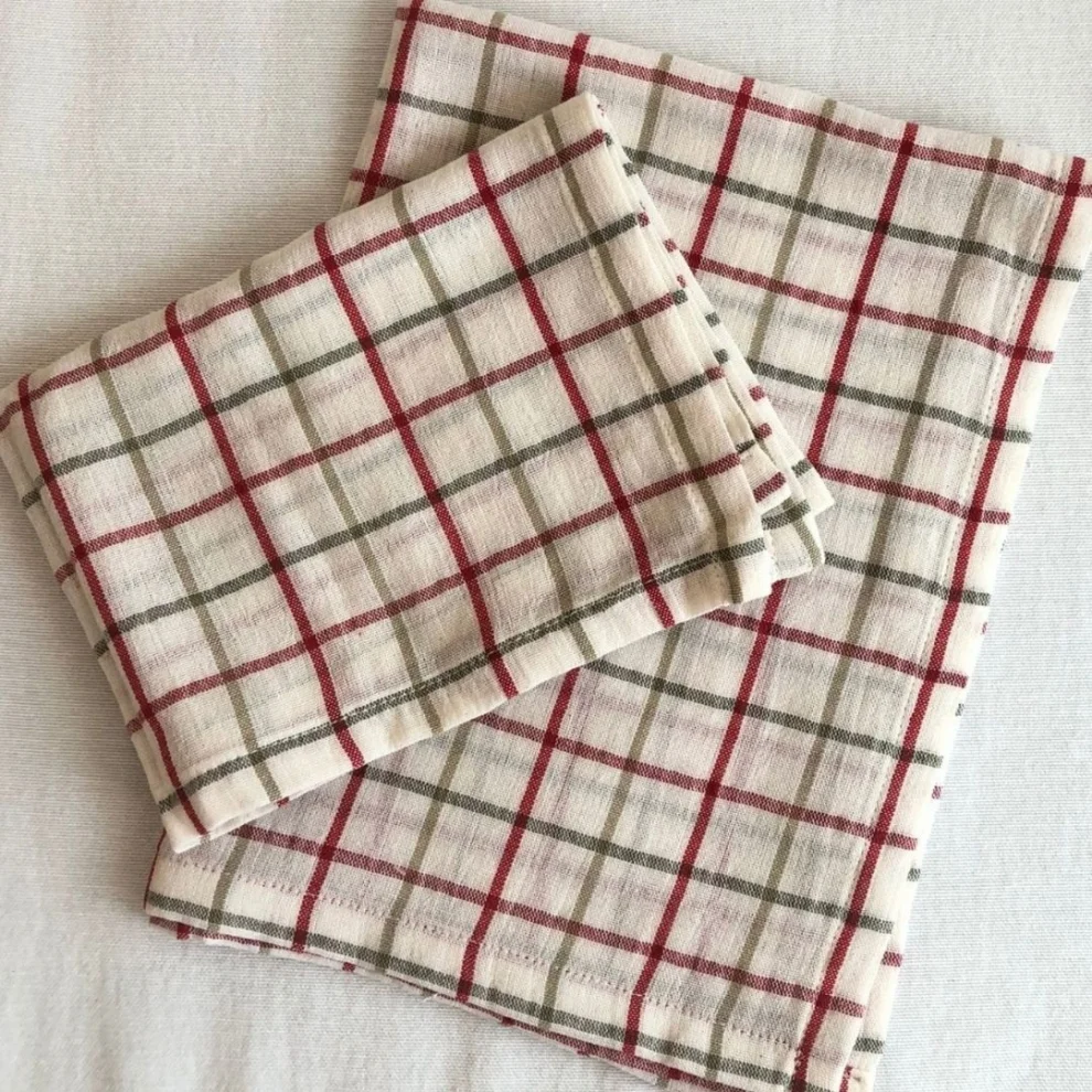 Well Studio Store - Checkered Buldan Fabric 50*30cm 2-piece Kitchen Cloth