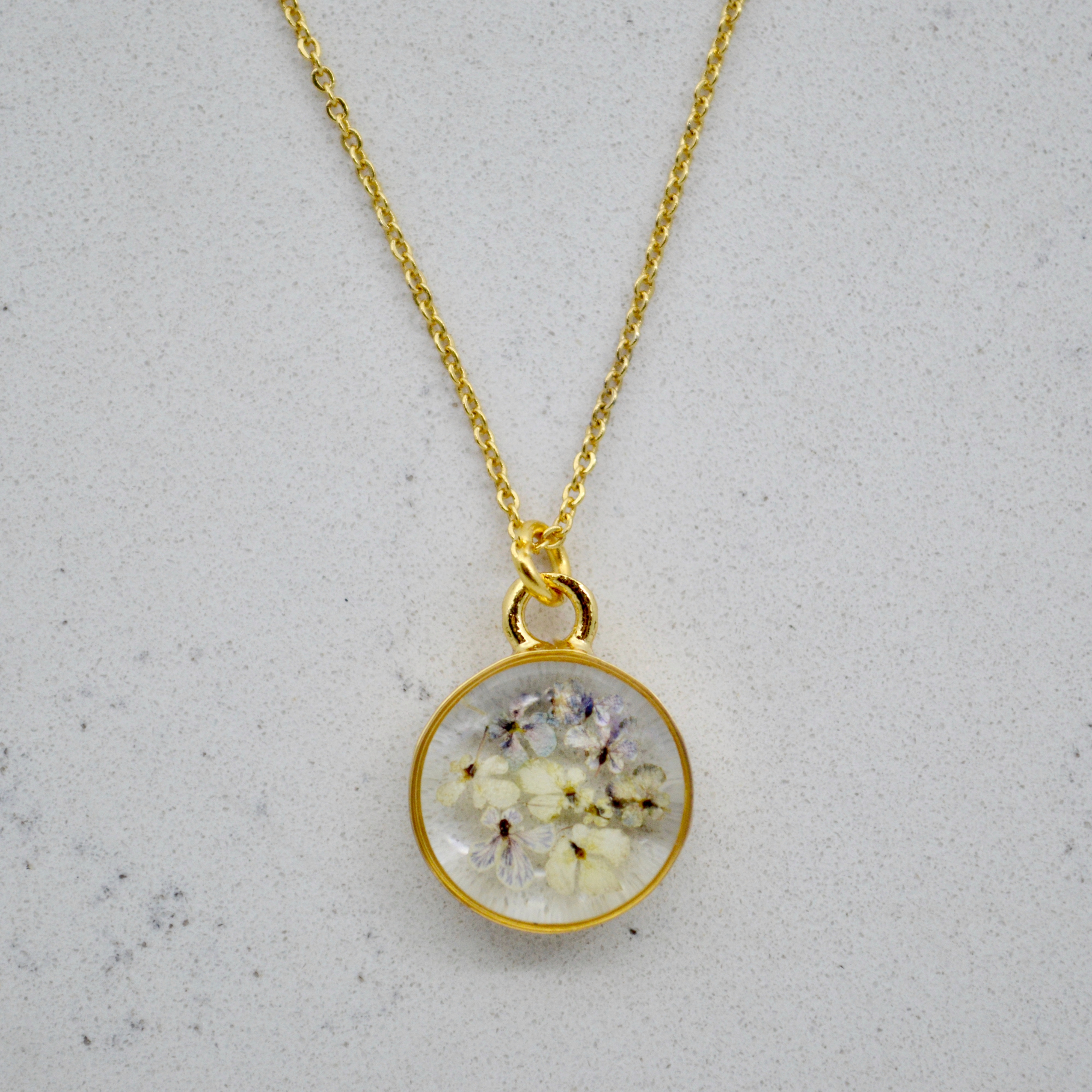 Real Flower Depth Of Pink Circle Necklace