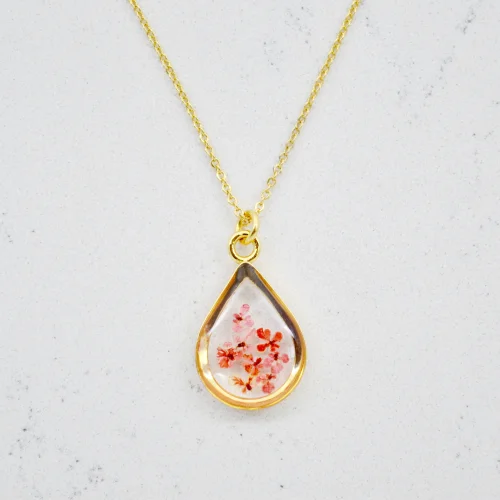 Fiorel Design - Real Flower Depth Of Pink Teardrop Necklace