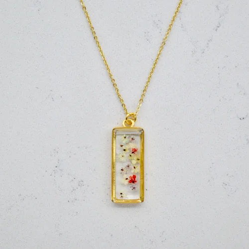 Fiorel Design - Real Flower Depth Of Pink Rectangle Necklace