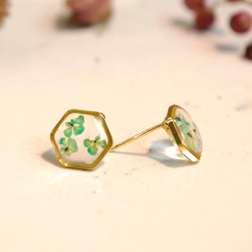 Fiorel Design - Real Flower Teeny Weeny Hexagon Earring