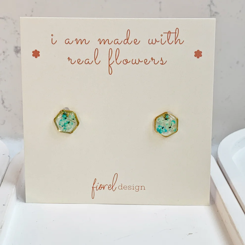 Fiorel Design - Real Flower Teeny Weeny Hexagon Earring