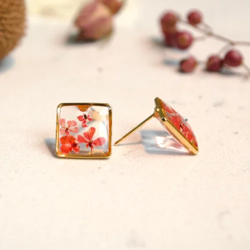 Fiorel Design - Real Flower Teeny Weeny Square Earring