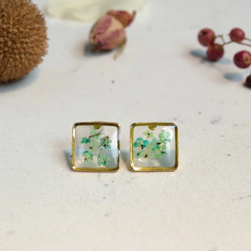 Fiorel Design - Real Flower Teeny Weeny Square Earring