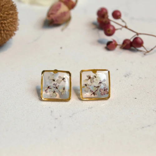 Fiorel Design - Real Flower Teeny Weeny Square Earring