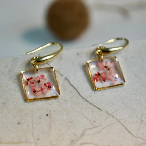 Fiorel Design - Real Flower Teeny Weeny Square Drop Earring