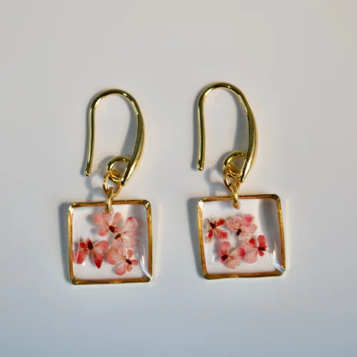 Fiorel Design - Real Flower Teeny Weeny Square Drop Earring