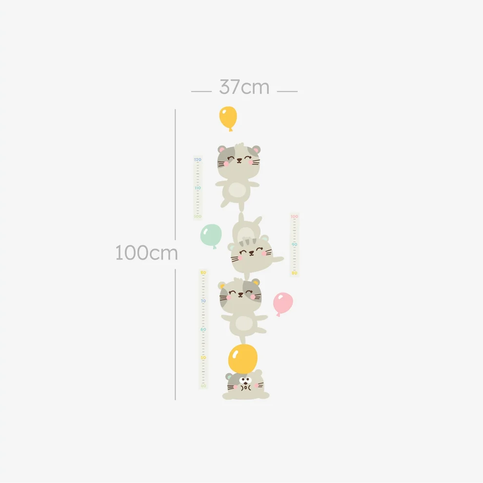 Jüppo - Juggler Kitty Kats Wall Sticker Height Ruler