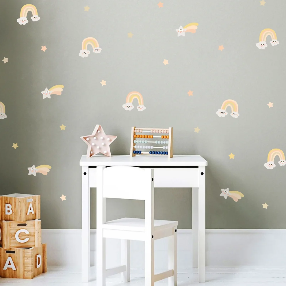 Jüppo - Rainbow And Stars Mini Wall Sticker Set