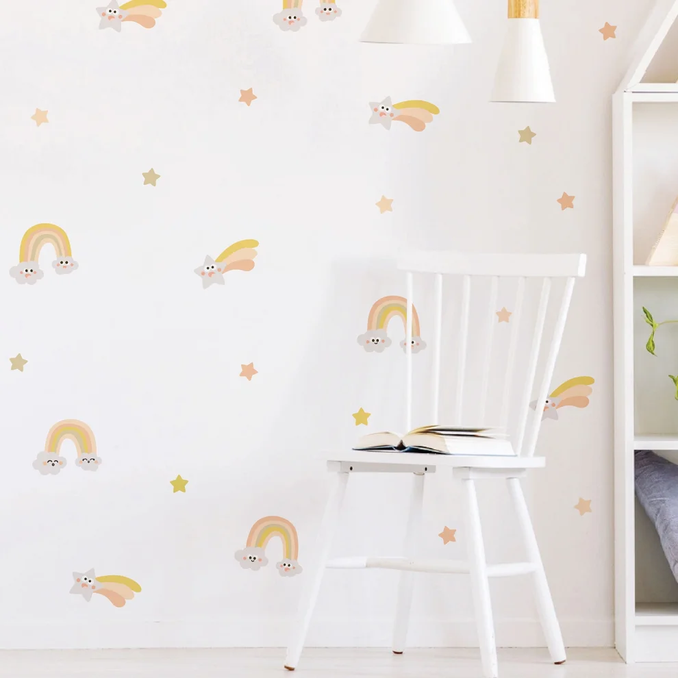 Jüppo - Rainbow And Stars Mini Wall Sticker Set