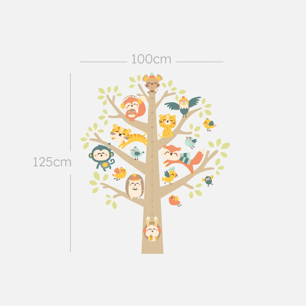 Jüppo - Ağaç Ve Orman Hayvanları Sticker Boy Cetveli