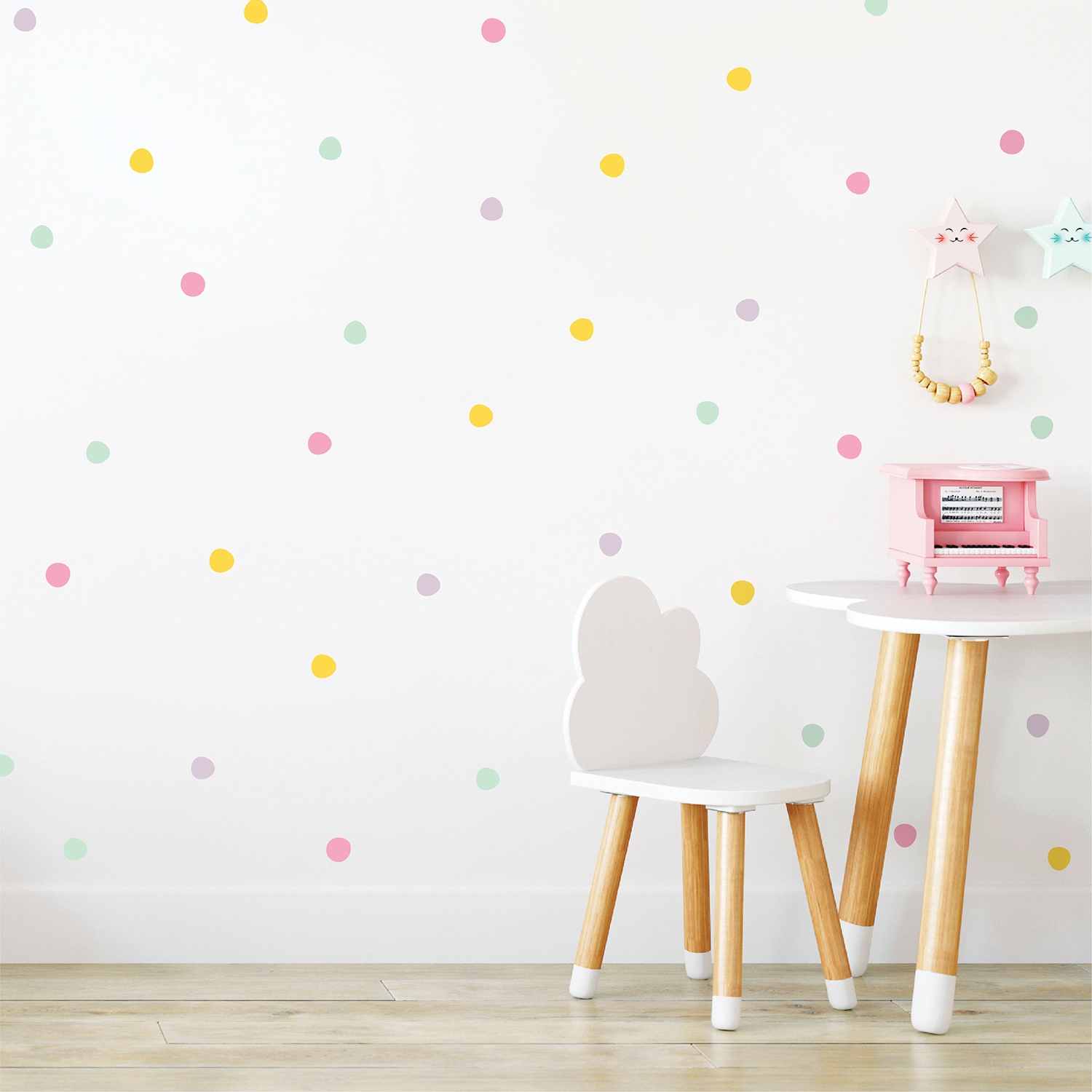 Soft Pastel Polka Dots Mini Wall Sticker Set