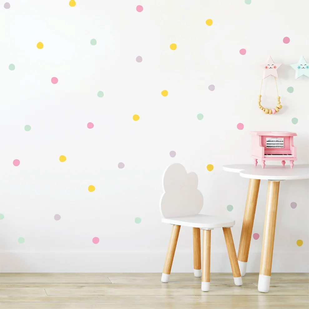 Jüppo - Soft Pastel Polka Dots Mini Wall Sticker Set