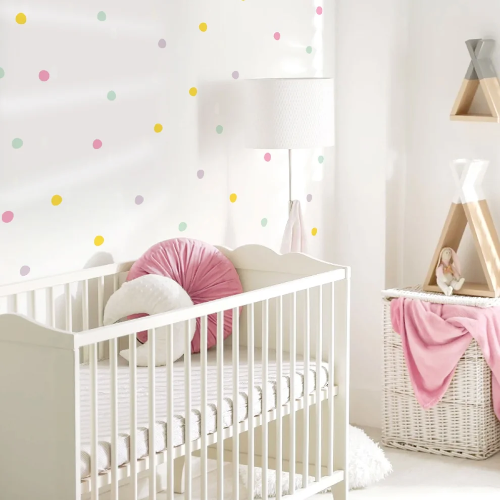 Jüppo - Soft Pastel Polka Dots Mini Wall Sticker Set