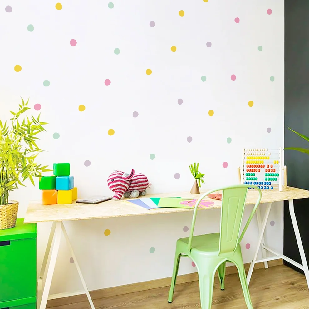 Jüppo - Soft Pastel Polka Dots Mini Wall Sticker Set