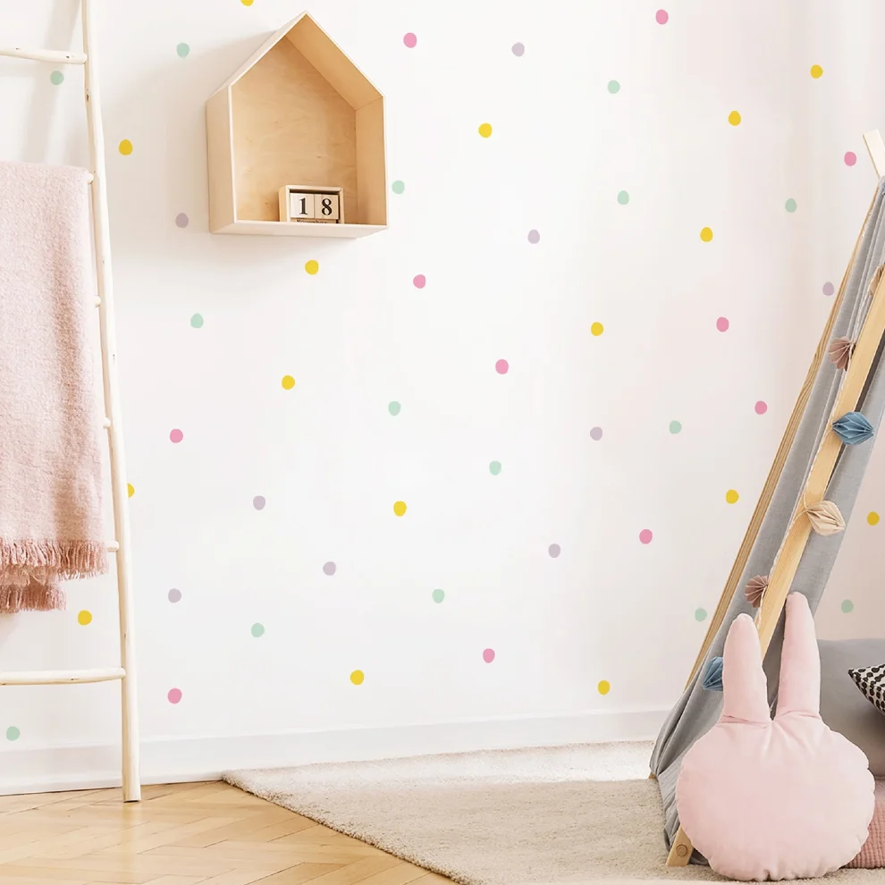 Jüppo - Soft Pastel Polka Dots Mini Wall Sticker Set