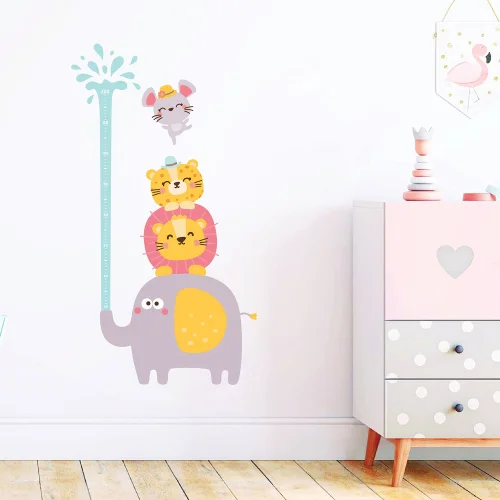 Jüppo - Water Blowing Elephant Wall Sticker Height Ruler