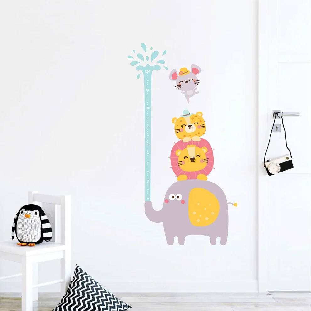 Jüppo - Water Blowing Elephant Wall Sticker Height Ruler