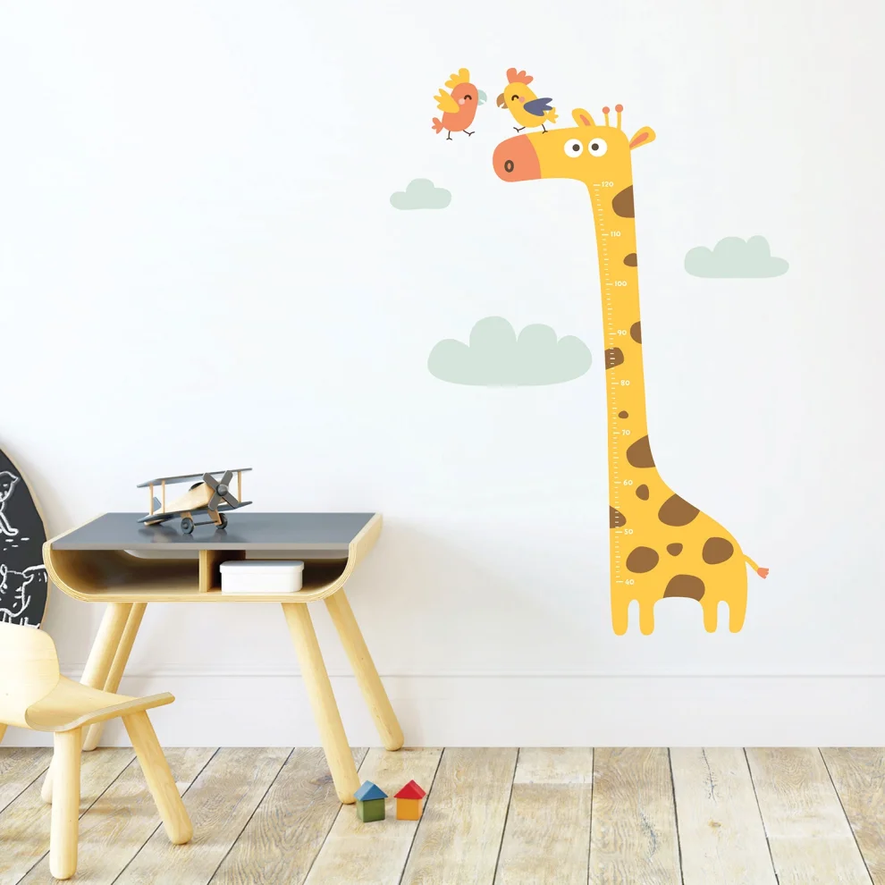 Jüppo - Giraffe And Parrots Wall Sticker Height Ruler