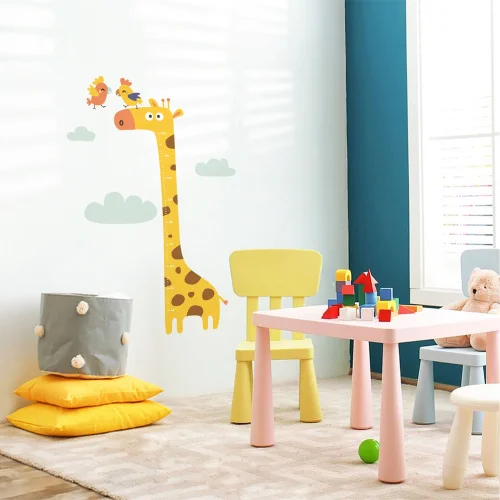 Jüppo - Giraffe And Parrots Wall Sticker Height Ruler