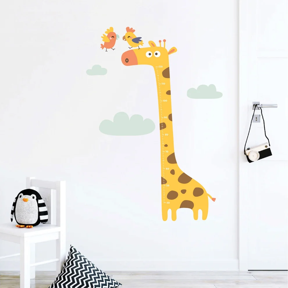 Jüppo - Giraffe And Parrots Wall Sticker Height Ruler