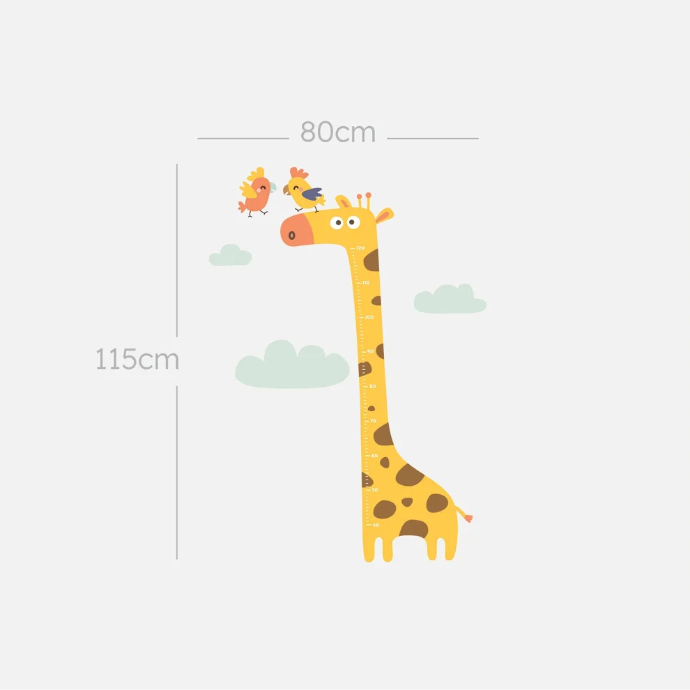 Jüppo - Giraffe And Parrots Wall Sticker Height Ruler