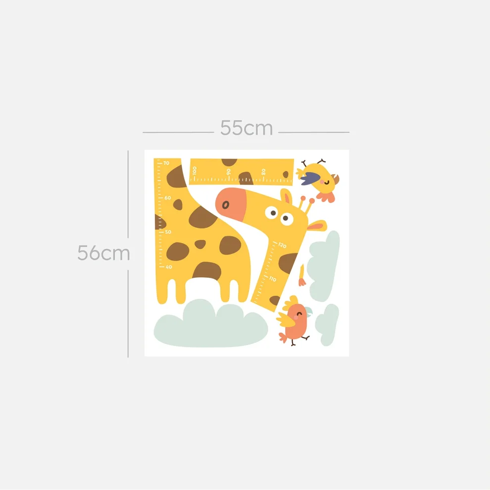 Jüppo - Giraffe And Parrots Wall Sticker Height Ruler