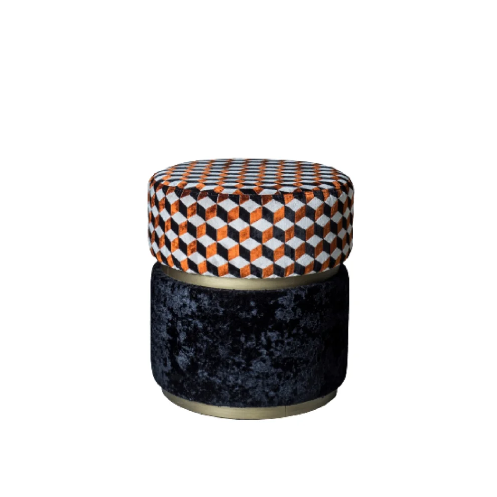 22 Maggio Istanbul - Geometric Patterned Round Pouffe