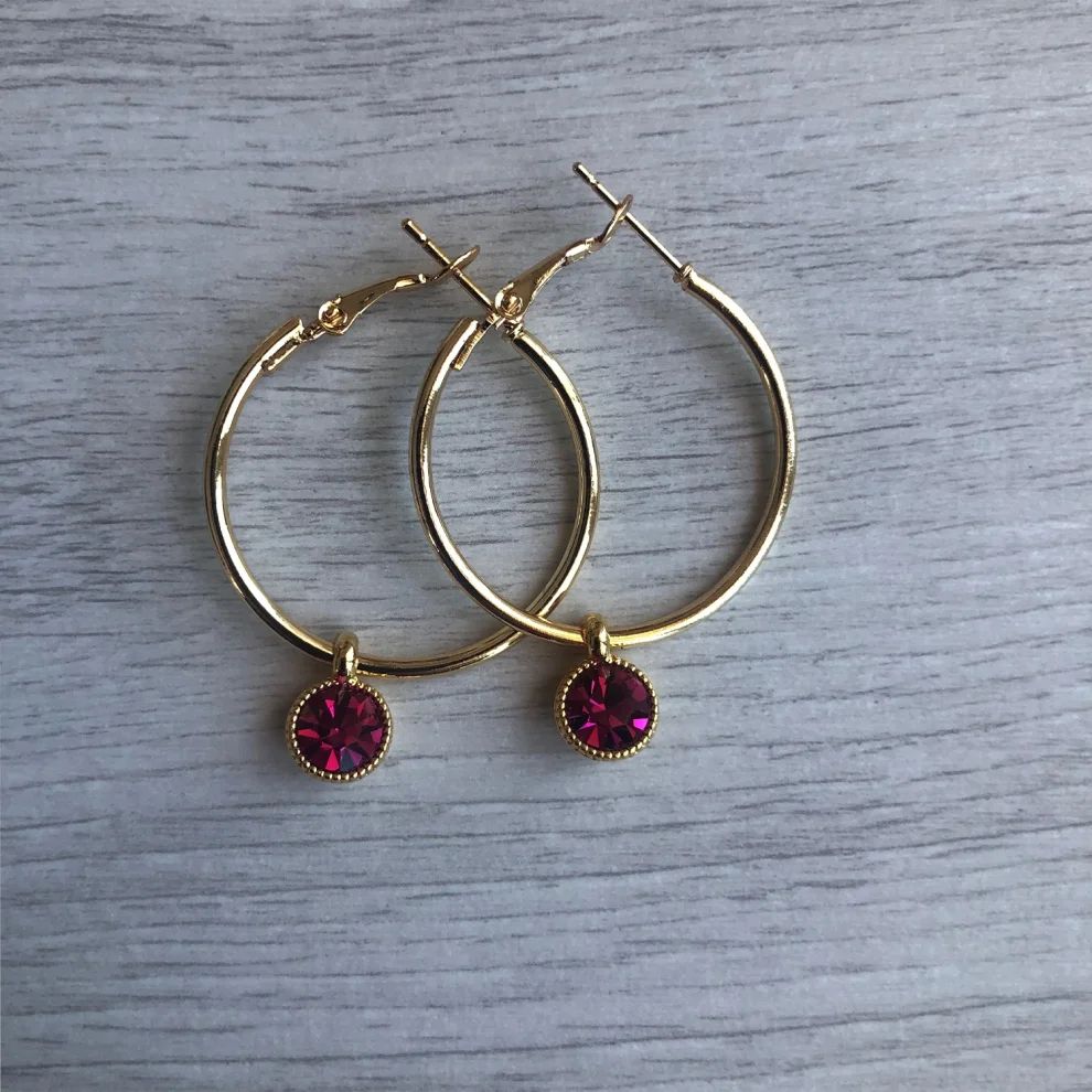  Byebruketenci - Zircon Stone Gold Earrings