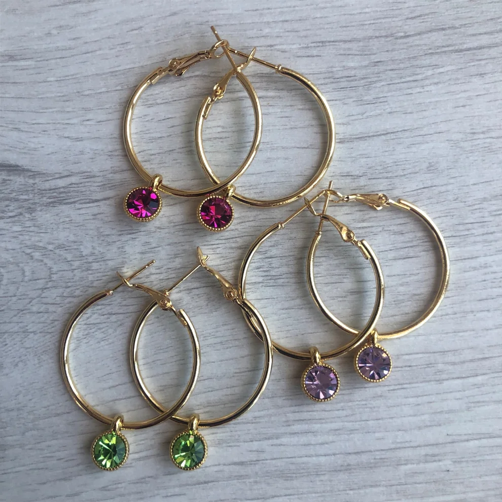  Byebruketenci - Zircon Stone Gold Earrings