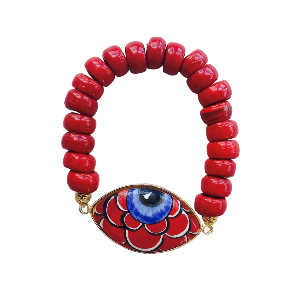 Ayn & By EbruKetenci - Porcelain Eye Evil Eye Necklace With Beads