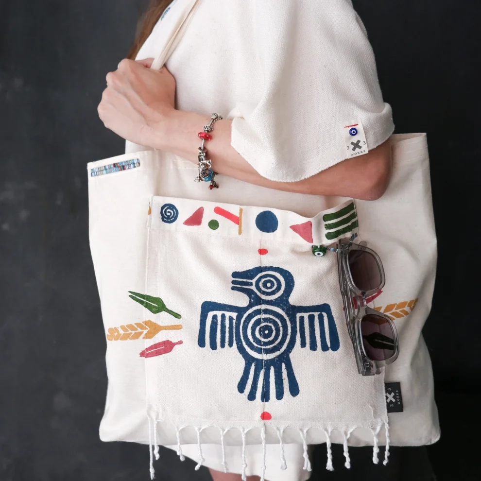 3x3 Works - Aztec Bird Kimono Ve Bez Çantası