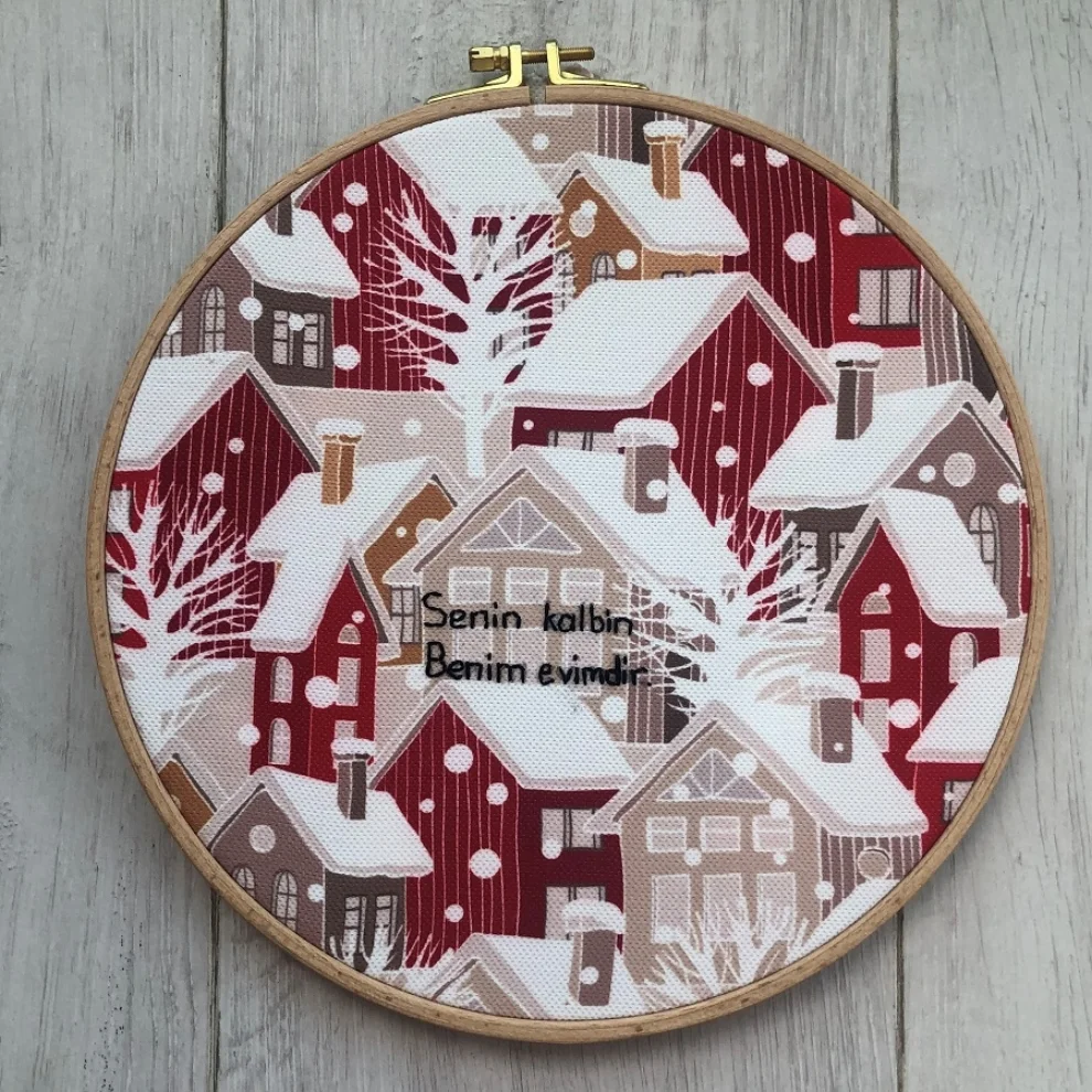 DEAR HOME - Home Themed Print Embroidery Hoop Board