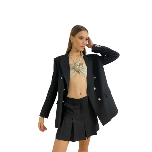 Trust The Team - Jackie Extra Oversize Blazer Jacket & Gigi Low Waist Pleated Mini Skirt Suit