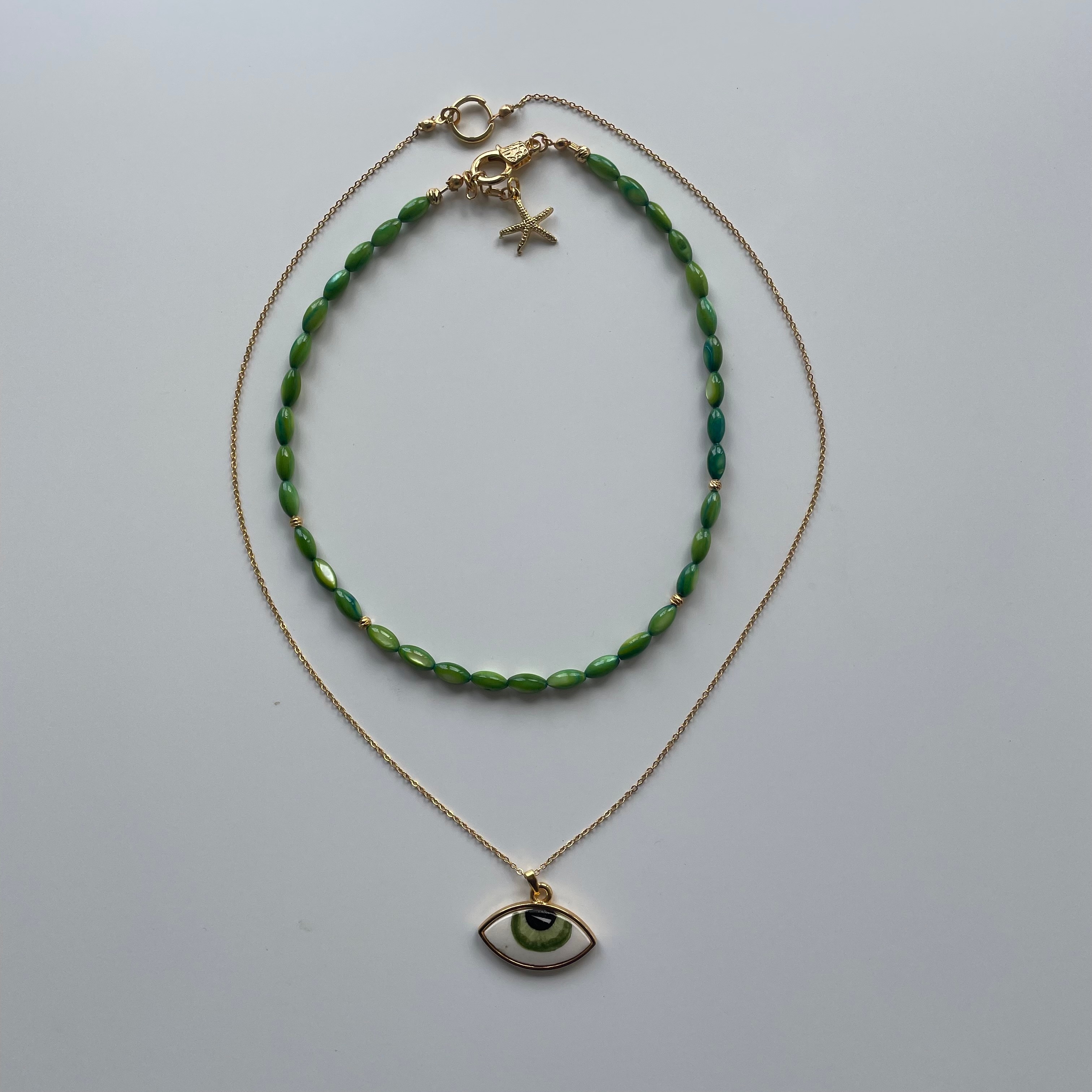 Necklce With Gold Details And With Evil Eye Talisman Necklace