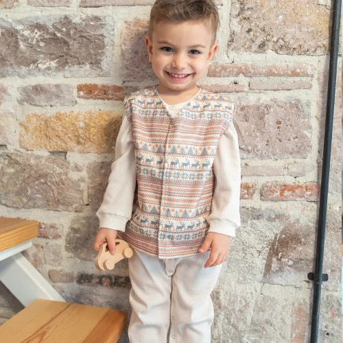 Moose Store Baby & Kids - Organik Pamuk Pazen Moose Yelek Bebek Çocuk